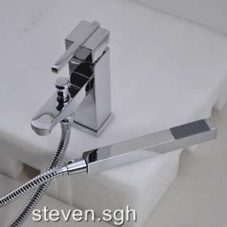 Two Function Bath Basin Faucet With Handheld Shower  