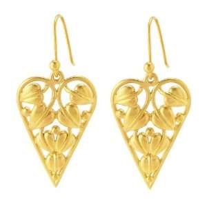  24K Gold Plated Sterling Silver Heart Earrings: Jewelry