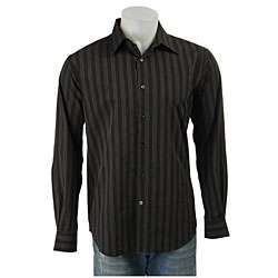 Perry Ellis Mens Long sleeve Black Striped Shirt  