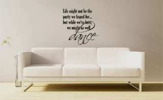 LIFE PARTY DANCE QUOTE VINYL WALL DECAL STICKER ART WORDS HOME DECOR 