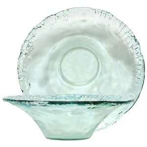  Spanish Recycled Textured Glass Large Round Flared Bowl 16 