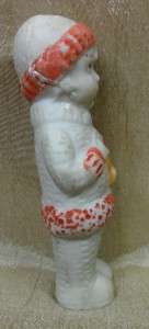   Vintage Bisque Doll Figurine Young Girl w/ Teddy Bear JAPAN  
