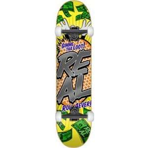 Real Gimme Tha Loot Complete Skateboard   7.75 Yellow w/Black Trucks 
