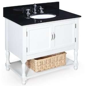 Beverly 36 inch Bathroom Vanity (Black/White) Includes a White Solid 