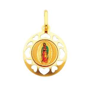   Gold Religious Our Lady of Guadalupe Enamel Picture Charm Pendant