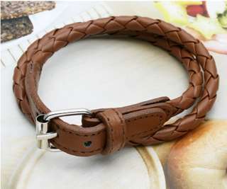   lady kids Chain Leather Bangle Pattern Watch Style Bracelet  