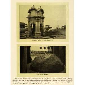  1905 Print Canopy Rock First Pilgrims Plymouth Rock MA 