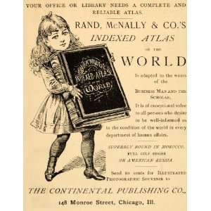  1885 Ad Rand McNally Atlas Maps World Book Library Girl 