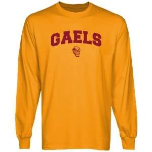   Iona College Gaels Gold Logo Arch Long Sleeve T shirt: Sports