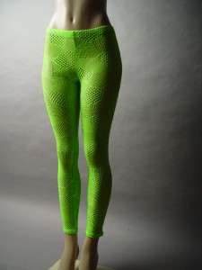 NEON Green Cyber Rave 80s Club Party Dance Punk Raver Fishnet Stretch 