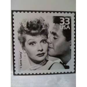 Black and White Metal I Love Lucy 1999 Commemorative Postage Stamp 
