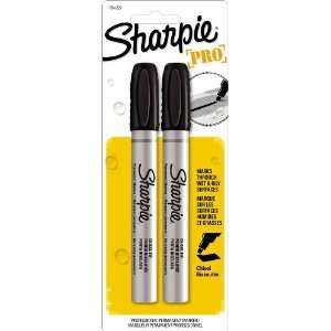 Sharpie Pro Chisel Tip Industrial Strength Permanent Marker, 2 Black 