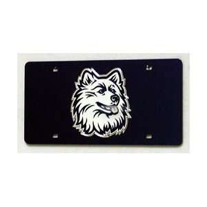CONNECTICUT HUSKIES (SILVER) LASER CUT AUTO TAG  Sports 