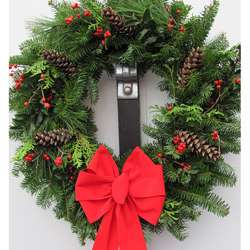 Fresh Balsam Wreath Holly Berry and Pinecones  Overstock
