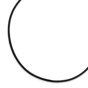   Sterling Silver 18inch 3mm Black Rubber Cord Necklace: Jewelry