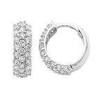   Gold 5mm Thickness Domed 25 Stone CZ Hoop Earrings (0.6 or 14mm