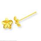 FindingKing 14K Gold Single Plumeria Flower Stud Earring Jewelry