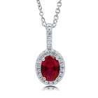 BERRICLE Ruby Cubic Zirconia CZ Sterling Silver 925 Station Necklace 