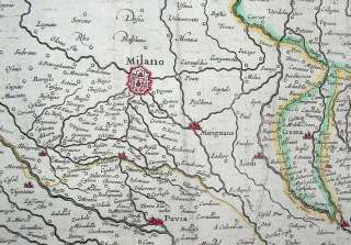 1633 HONDIUS Map DUCHY OF MILAN ITALY Lakes Region RARE  