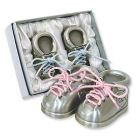 New Baby Gift Pewter Memory Tooth and Curl Shoes Set  