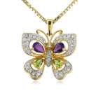   over Sterling Silver Purple & Olive Cubic Zirconia Butterfly Pendant