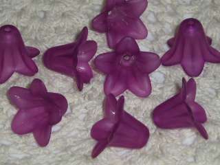 Matte Plum Lucite Lily Flower Beads 18mm  