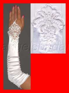   FINGERLESS LACE STRETCH SATIN BRIDAL WEDDING PROM PARTY COSTUME GLOVES