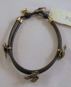 FOSSIL Brand Jewelry Flower Leather Wrist Wrap Bracelet NWT  