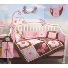   SoHo Pink and Brown Floral garden Crib Nursery Bedding Set 10 pcs