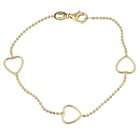  Caribe Gold 14k Gold over Silver 7 inches Heart Station Bracelet