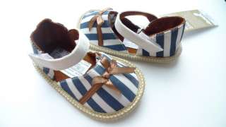 Baby girl striped sandals mary janes shoes with bow(0 12M/12 18M) 3 