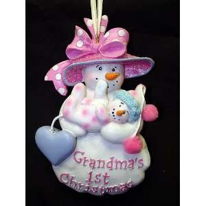  Pink Grandmas 1st Christmas Snowman Holiday Ornament 4 