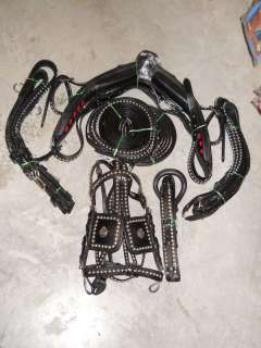 Spotted Leather Driving Harness..Horse: FULL..Black!!  