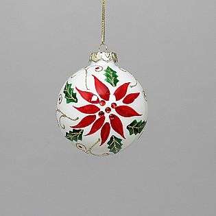 Vintage Christmas Glass Ball With Poinsettia Ornament  Country Living 