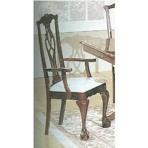   Chippendale Cherry Finish Wood Dining Arm Chairs: Furniture & Decor