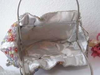 Fun Hand Beaded Crystal Evening Clutch Handbag Purse  