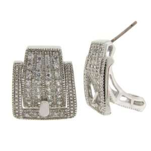  Sterling Silver Cubic Zirconia Buckle Earrings: Jewelry