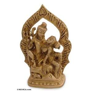  Brass statuette, Shiva and Parvati, Celestial Couple 
