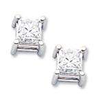   Gold White Gold 1ct AAA Quality Complete Princess Cut Diamond Earrings