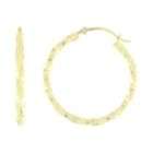 10K Yellow Gold Diamond Cut Twist Hoop Earrings