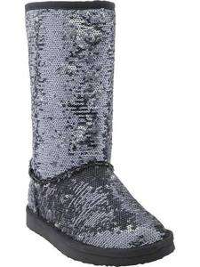 NWT OLD NAVY SEQUIN SILVER GRAY GLITTER BOOTS 2011 GIRLS SZ 5 FREE 