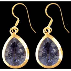  Faceted Mystic Topaz Gold Plated Earrings   Sterling 