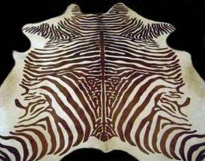 Zebra Cowhide rug, Brown & Light Beige Spinal Print  