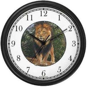 Male Lion Standing (JP6) Wall Clock by WatchBuddy Timepieces (White 