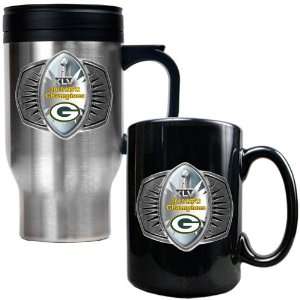 Green Bay Packers NFC Champ 16oz Stainless Travel Mug & 15oz Black 