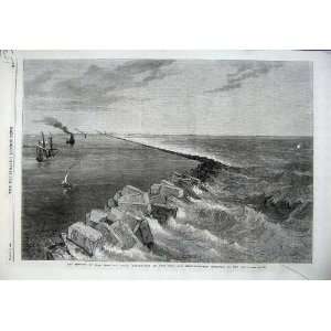 1869 Isthmus Suez Maritime Canal Breakwater Port Said  