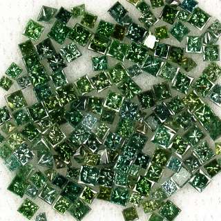 1ct 1.3 2mm, Loose Natural Green Diamond Princess, STAR MELEE Parcel 