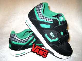 Vans Knightro Boys Girls Skate Shoes Size 13 1 2 3 Youth Black Green 
