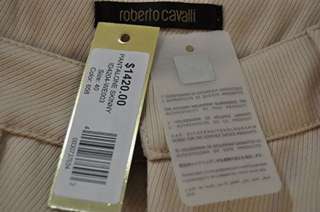 New $1420 Roberto Cavalli Fitted Womens Pants Beige S40  
