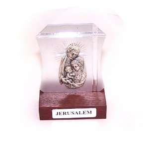 Holy Family medal on Aluminum and Wooden stand ( 6.5cm or 